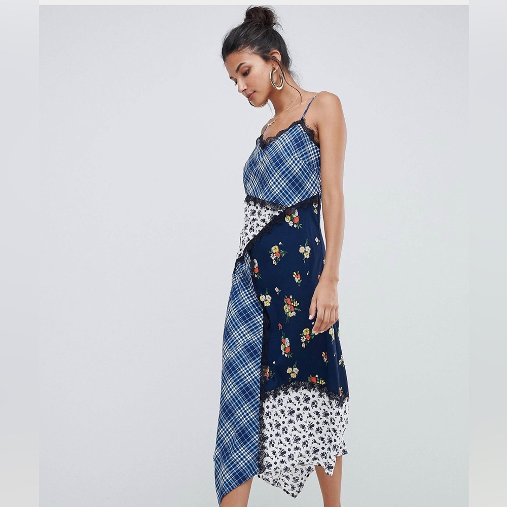 EUC ASOS TALL mixed print slip dress size 16